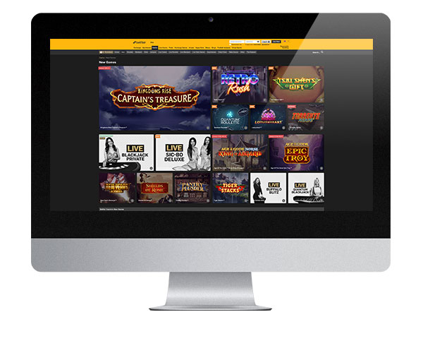 BetFair Casino desktop screen